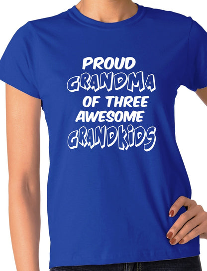 Proud Grandma of 3 Grandkids Ladies T-shirt