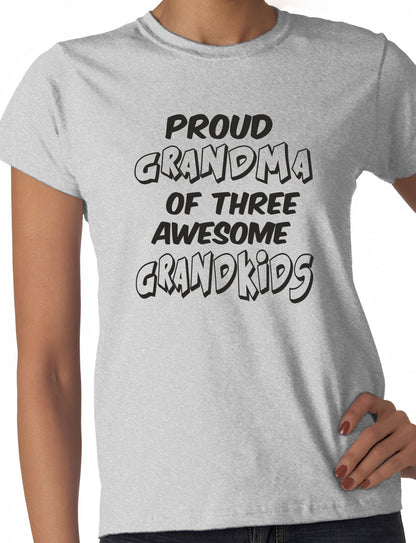 Proud Grandma of 3 Grandkids Ladies T-shirt