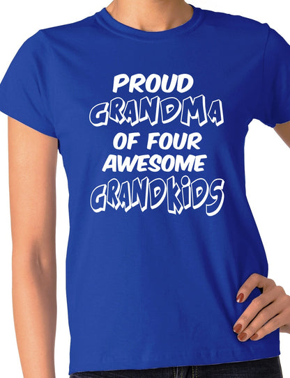Proud Grandma of 4 Grandkids Ladies T-shirt