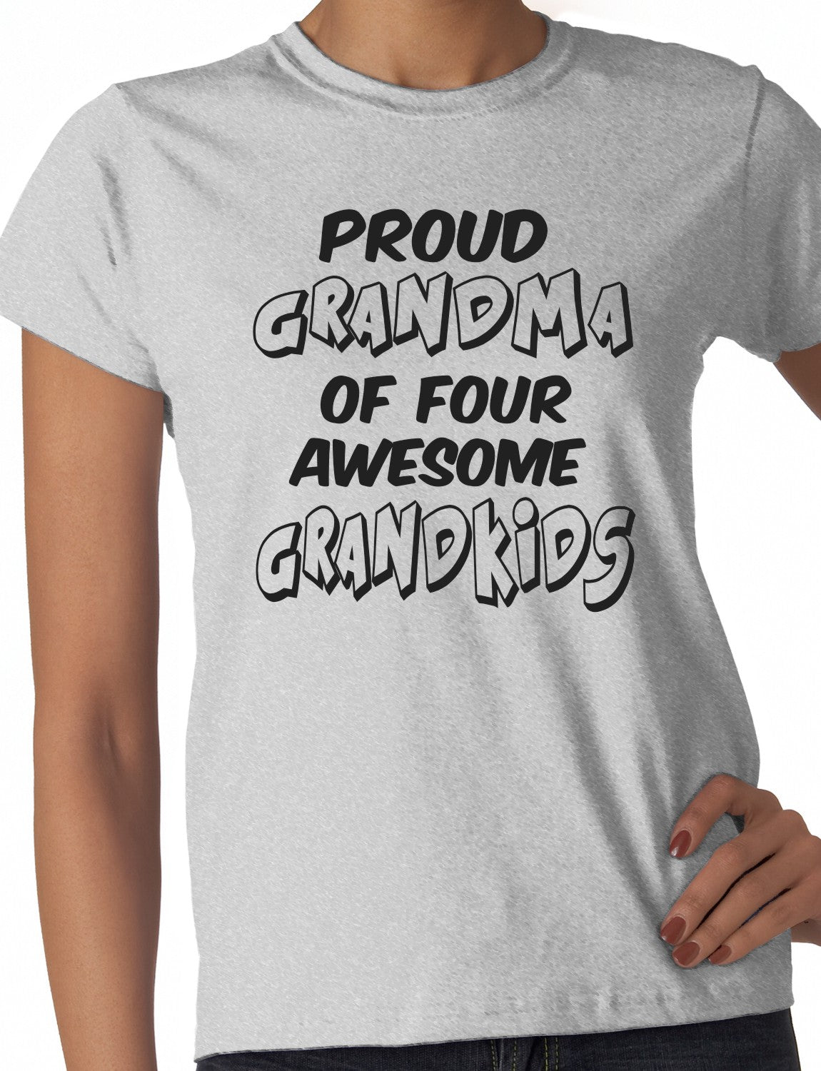 Proud Grandma of 4 Grandkids Ladies T-shirt