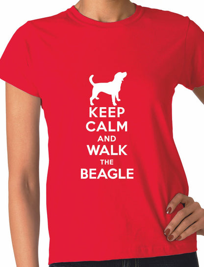 Keep Calm Walk The Beagle KC Dog Lovers Gift Ladies T Shirt