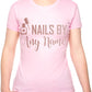 Personalise This Ladies T-Shirt Nails By Work Name Here Tee For Nail Beauty