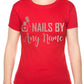 Personalise This Ladies T-Shirt Nails By Work Name Here Tee For Nail Beauty