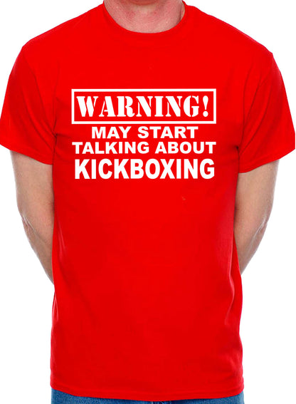 Warning May Talk About Kickboxing Martial Arts Karate Mens T-Shirt