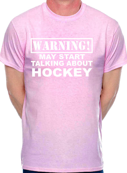 Warning May Talk About Hockey Sport Mens T-Shirt