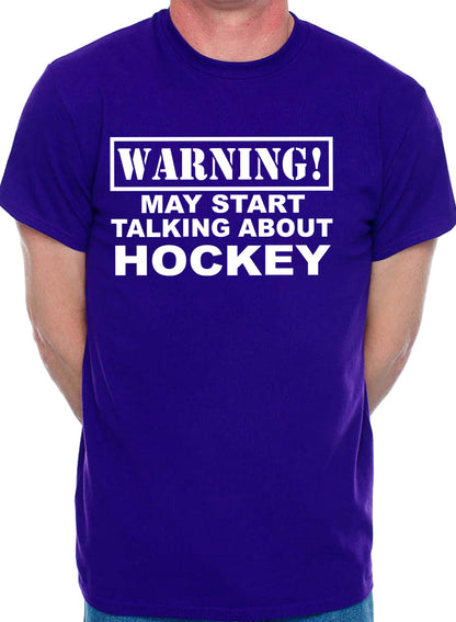 Warning May Talk About Hockey Sport Mens T-Shirt