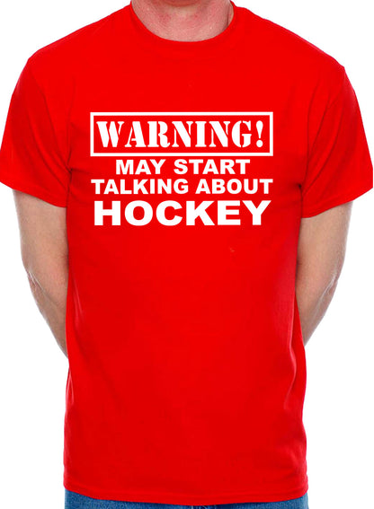 Warning May Talk About Hockey Sport Mens T-Shirt