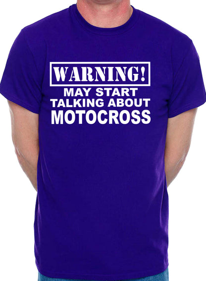 Warning May Talk About Motocross Scrambler Mens T-Shirt