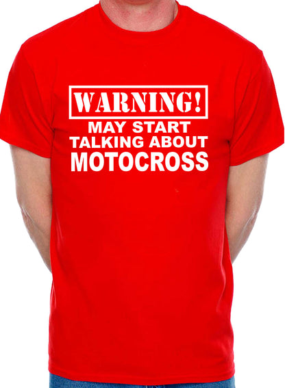 Warning May Talk About Motocross Scrambler Mens T-Shirt
