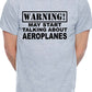Warning May Talk About Aeroplanes Plane Spotter Mens T-Shirt