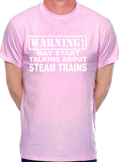 Warning May Talk About Steam Trains Trainspotter Mens T-Shirt