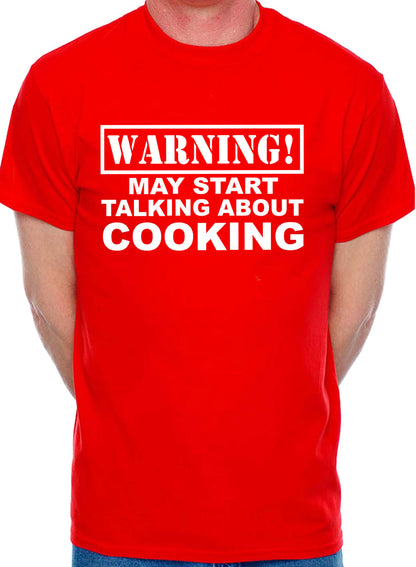 Warning May Talk About Cooking Chef Mens T-Shirt