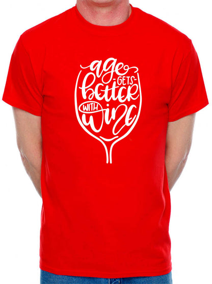 Age Gets Better With Wine Funny Birthday Gift For Men Man's Tee