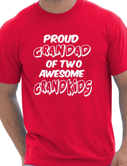 Proud Grandad of 2 Grandkids Mens T-shirt Size S-XXL