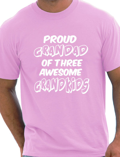 Proud Grandad of 3 Grandkids Mens T-shirt Size S-XXL
