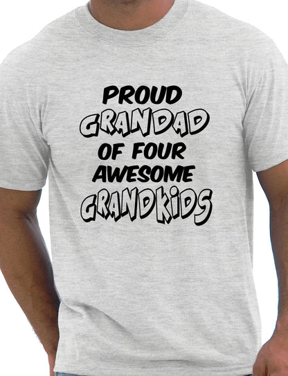 Proud Grandad of 4 Grandkids Mens T-shirt Size S-XXL
