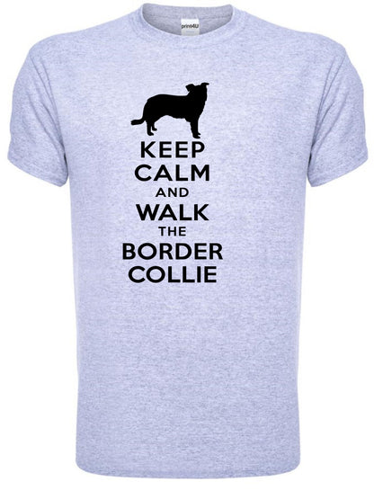 Keep Calm Walk The Border Collie KC Dog Lovers Gift Mens T-Shirt Size S-XXL