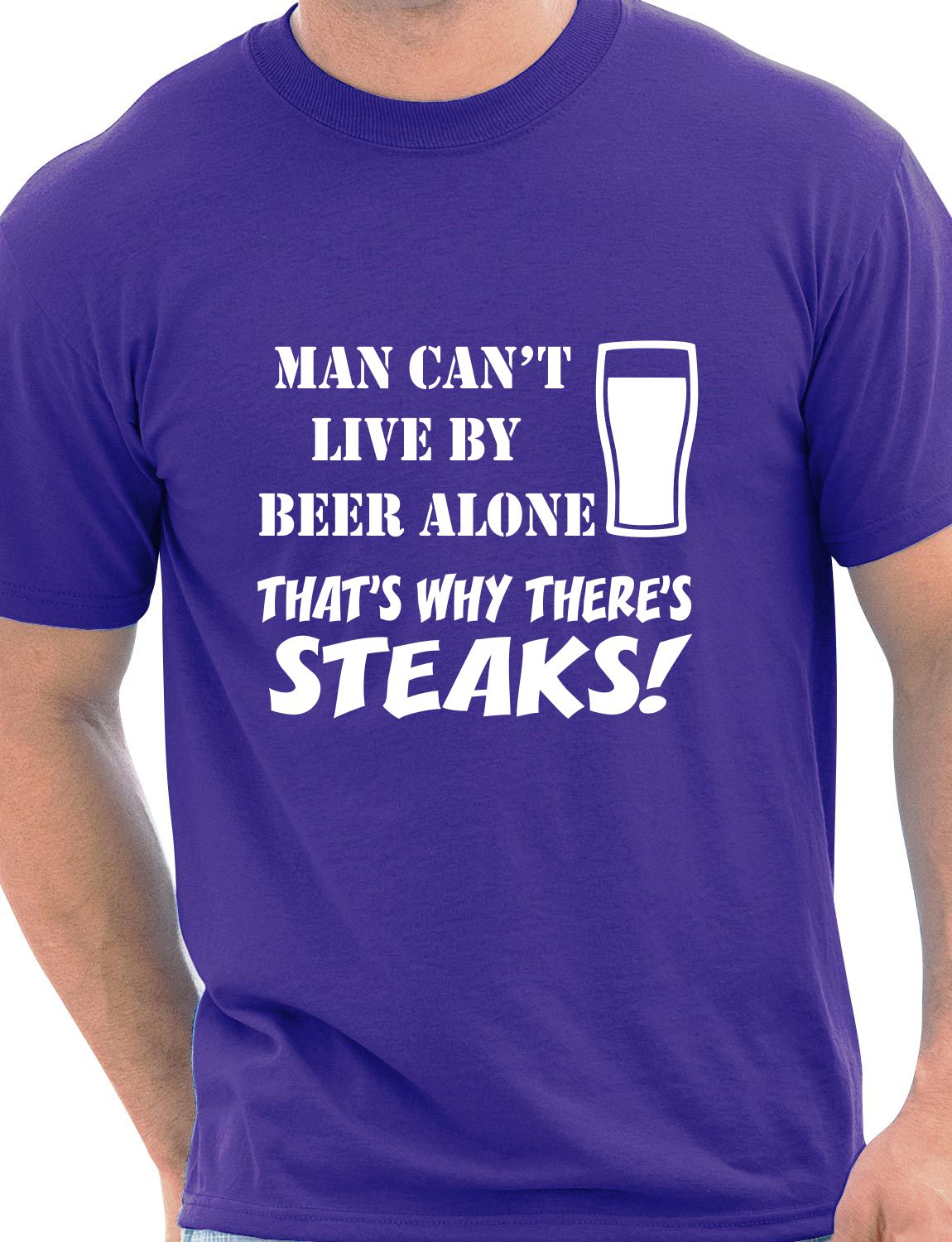 Man Can't Live On Beer Alone Barbeque Mens T-Shirt Size S-XXL