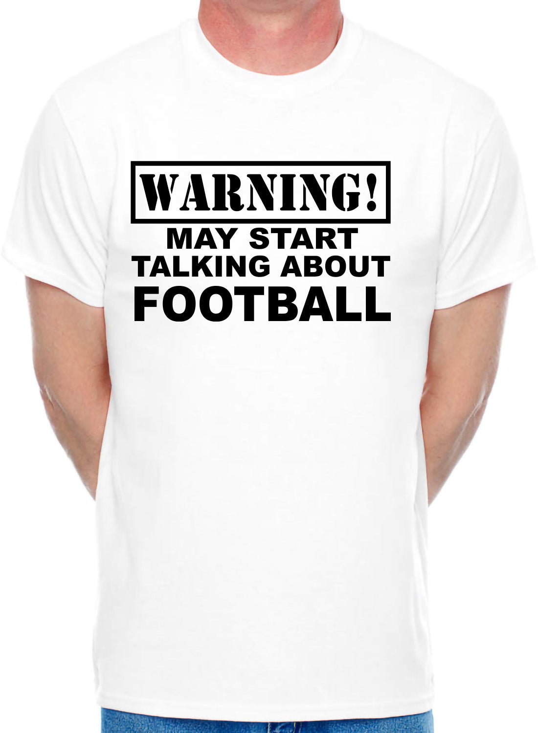 Warning May Talk About Football Footie Mens T-Shirt