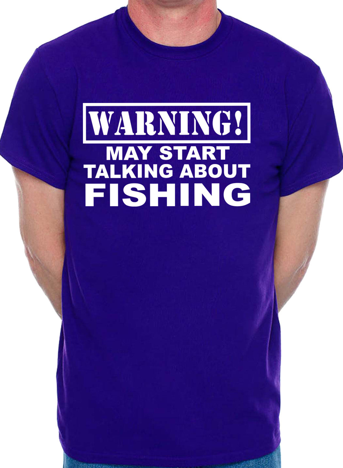 Warning May Talk About Fishing Angling Fisherman Mens T-Shirt
