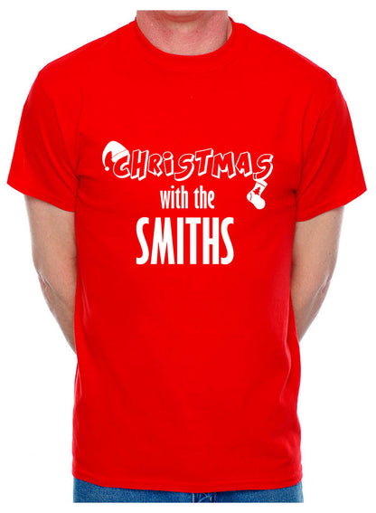 Customised Mens T-Shirt Any Name Or Word Christmas With The Smiths