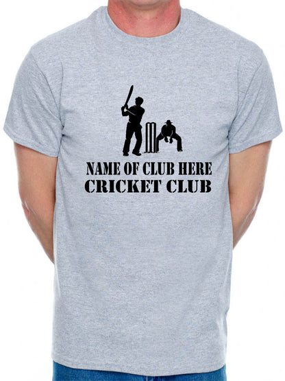 Personalised Mens T-Shirt Cricket Name Of Club Here Any Cricket Team name
