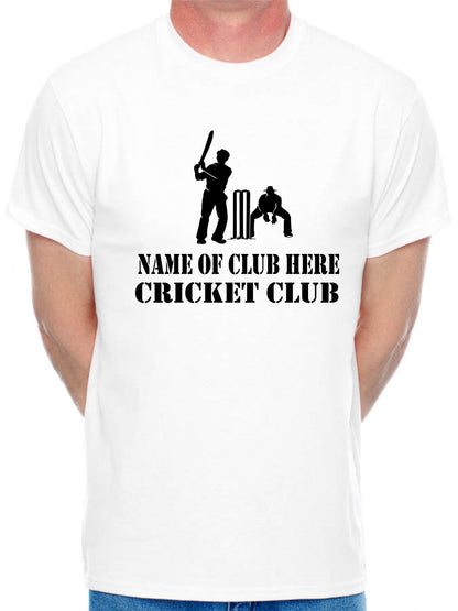 Personalised Mens T-Shirt Cricket Name Of Club Here Any Cricket Team name