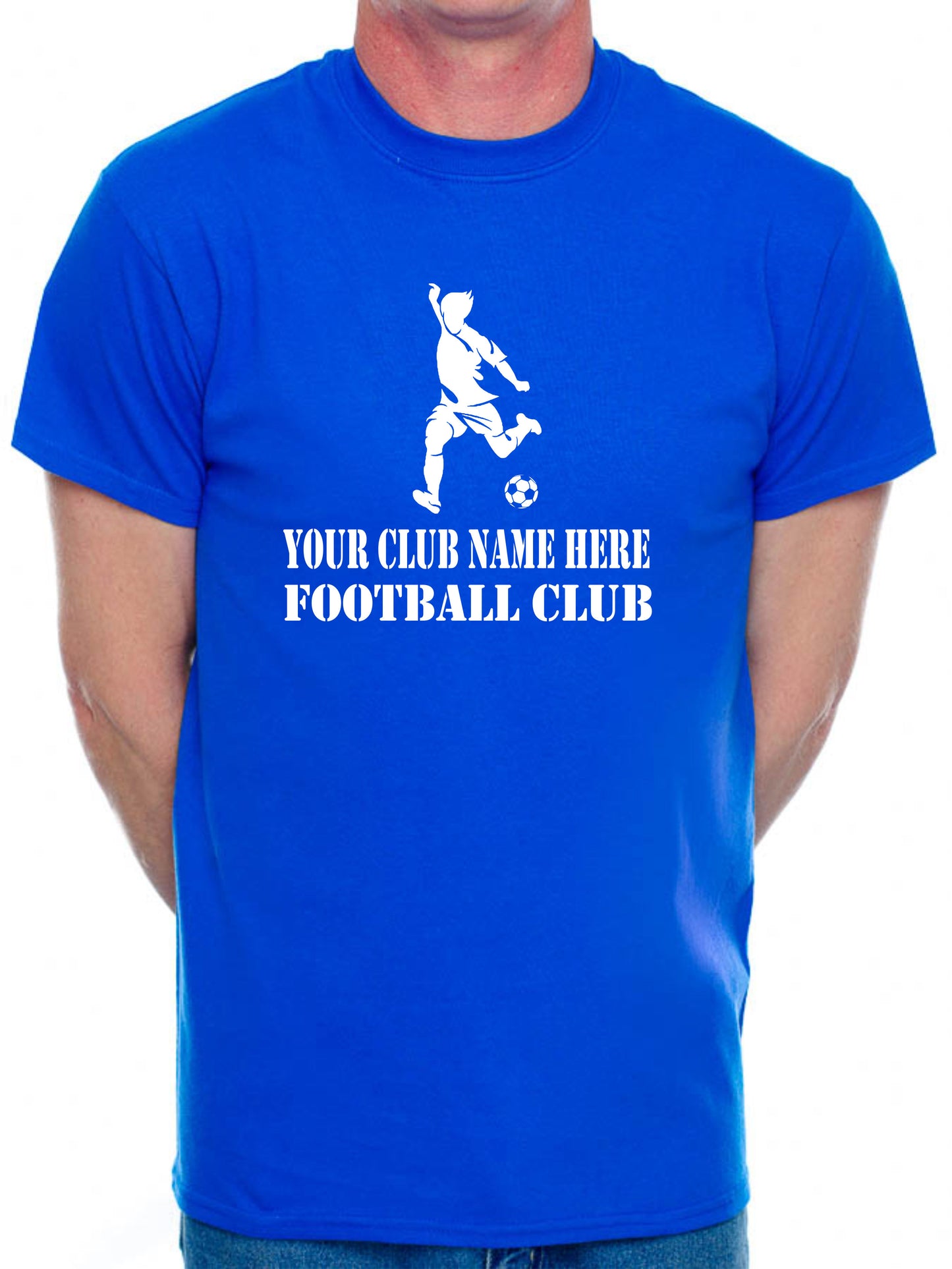 Personalised Mens T-Shirt Your Club Name Here Football Local Sports Team Name
