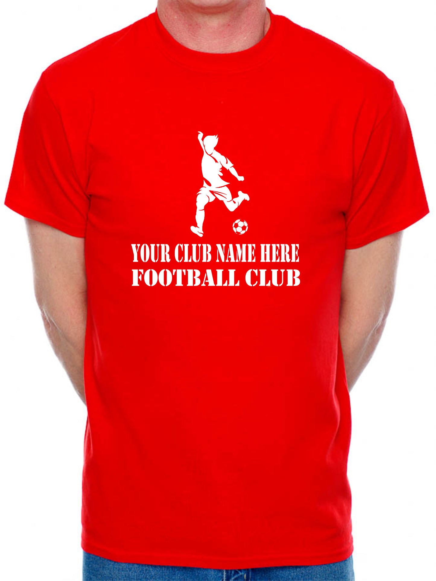 Personalised Mens T-Shirt Your Club Name Here Football Local Sports Team Name