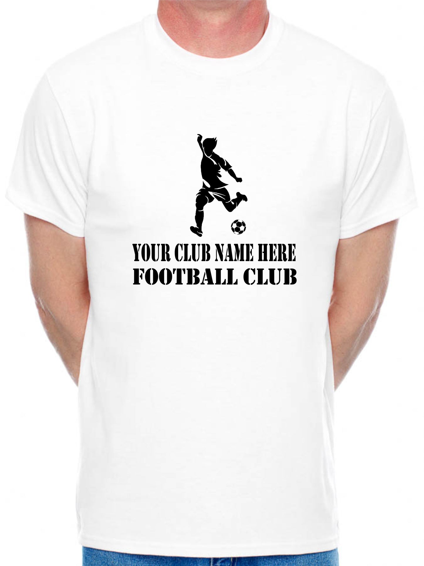 Personalised Mens T-Shirt Your Club Name Here Football Local Sports Team Name
