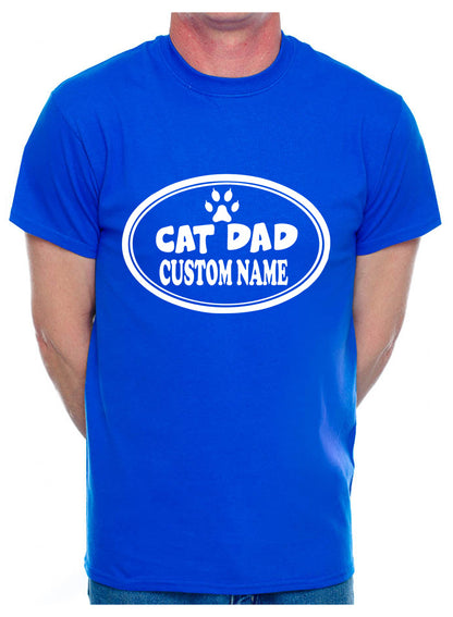 Customised Cat Dad Custom Name Birthday Mens T-Shirt Cat Lover Present