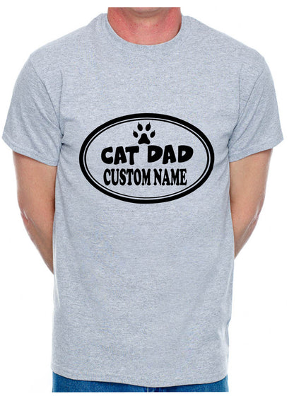 Customised Cat Dad Custom Name Birthday Mens T-Shirt Cat Lover Present