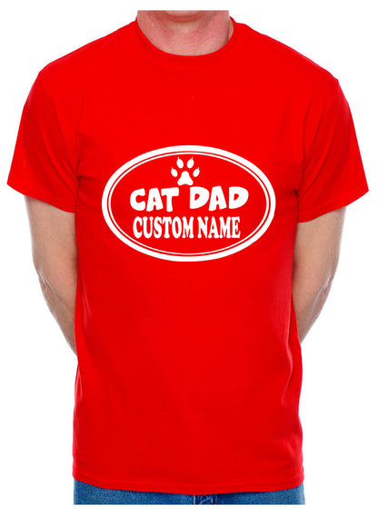 Customised Cat Dad Custom Name Birthday Mens T-Shirt Cat Lover Present