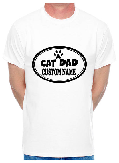Customised Cat Dad Custom Name Birthday Mens T-Shirt Cat Lover Present