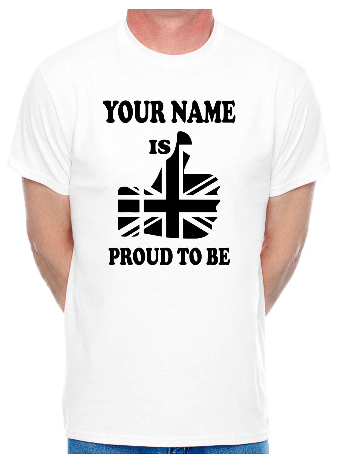 Customised T-Shirt Proud To Be British Your Name Mens