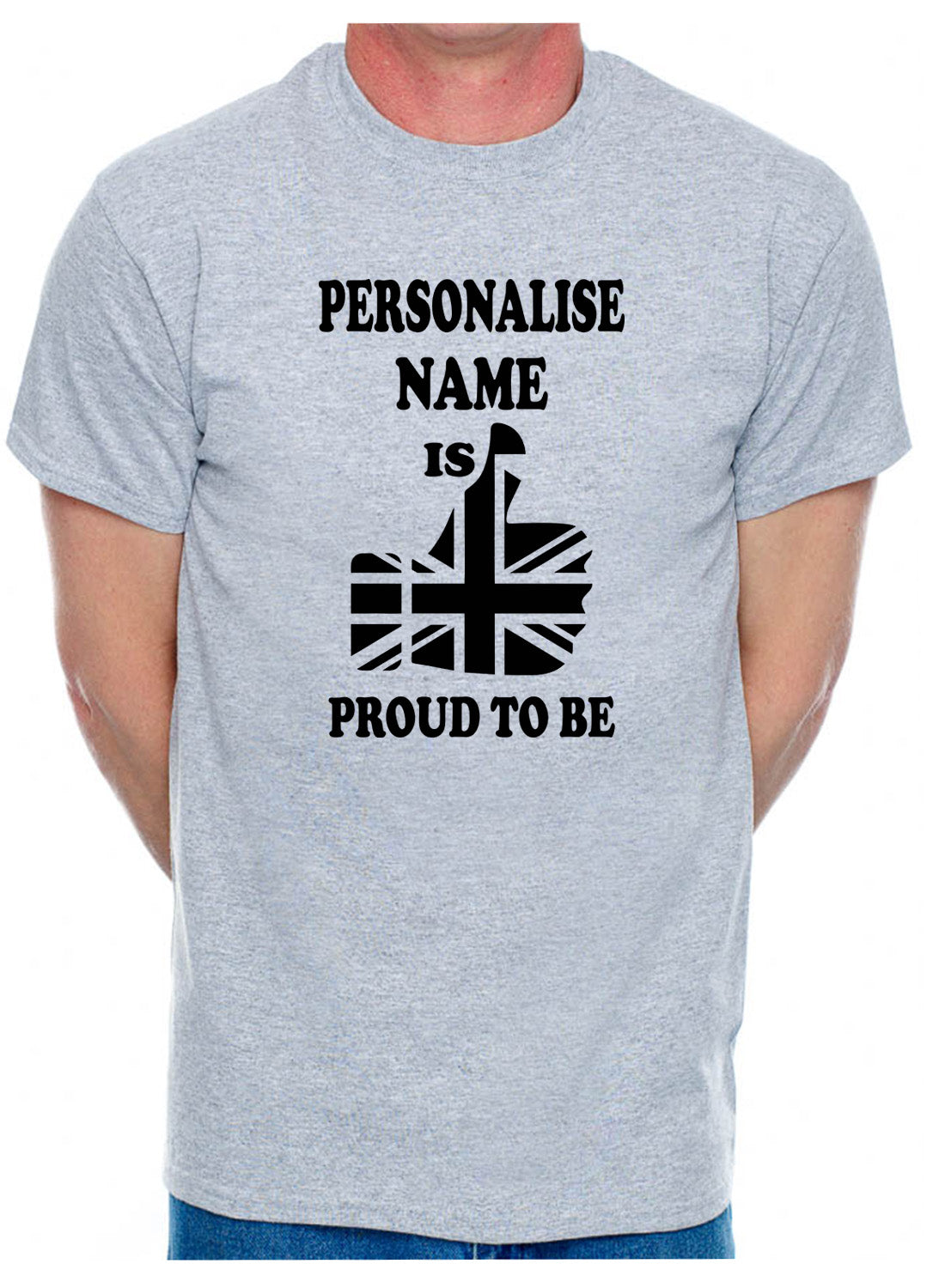 Customised Mens T-Shirt Gift Proud To Be British Personalise Name