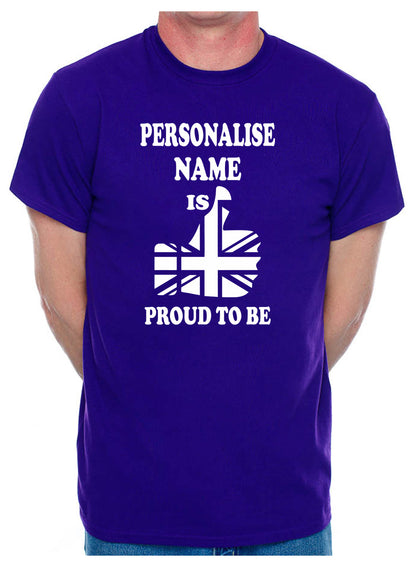 Customised Mens T-Shirt Gift Proud To Be British Personalise Name