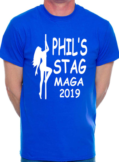 Personalised Stag Do Stripper T-Shirt Any Name Any Text Any Date Etc  Phil's