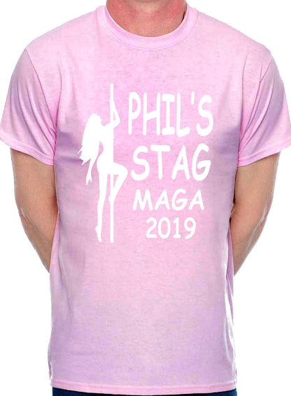 Personalised Stag Do Stripper T-Shirt Any Name Any Text Any Date Etc  Phil's