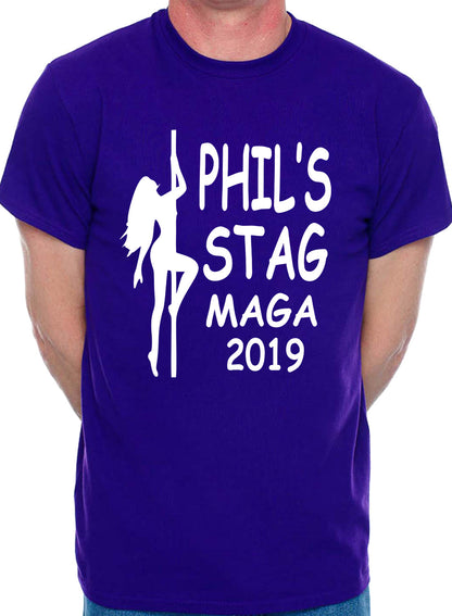 Personalised Stag Do Stripper T-Shirt Any Name Any Text Any Date Etc  Phil's