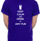 Mens Personalised Pub Keep Calm T-Shirt With Any Pub Name