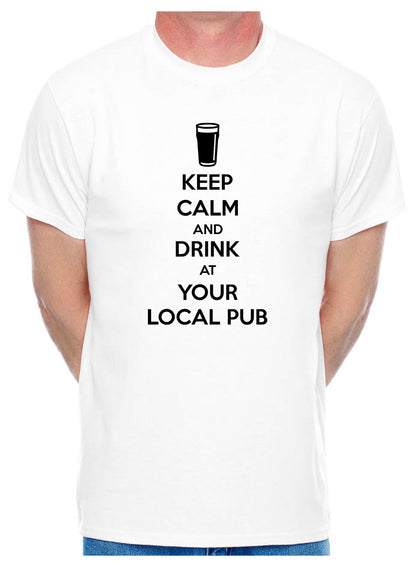 Mens Personalised Pub Keep Calm T-Shirt With Your Local Pub Name Gift