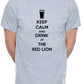 Customised Mens T-Shirt Keep Calm Drink At Red Lion Any Pub Name