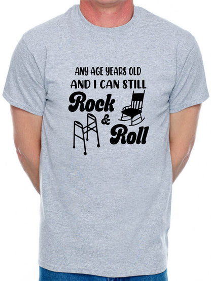 Personalised Men's T-Shirt Rock & Roll  Birthday Age Your Age Here Man's Tee
