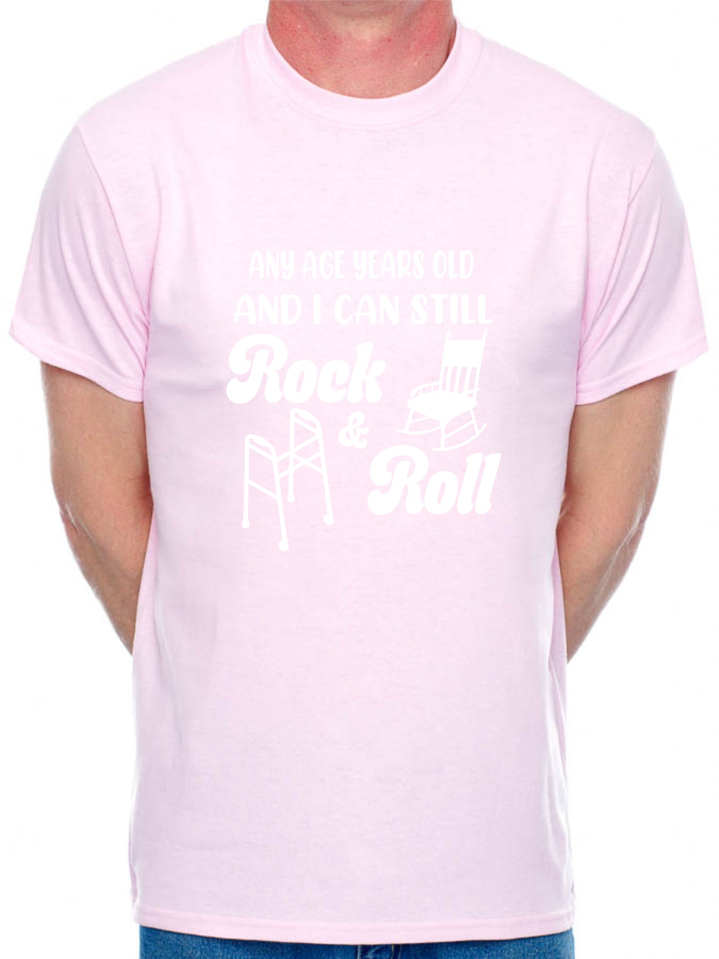 Personalised Men's T-Shirt Rock & Roll  Birthday Age Your Age Here Man's Tee