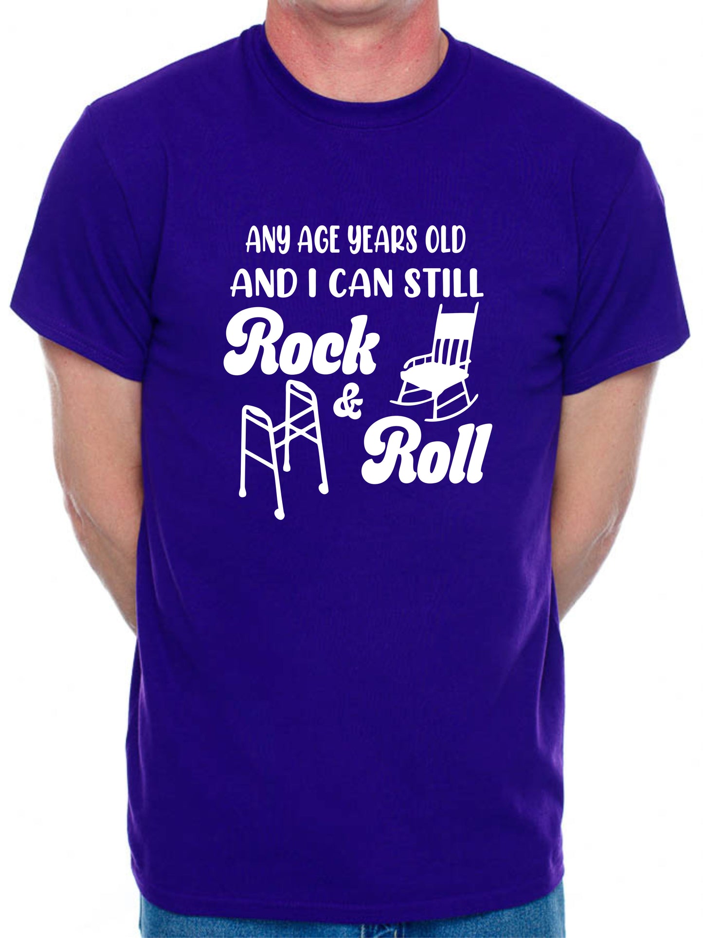 Personalised Men's T-Shirt Rock & Roll  Birthday Age Your Age Here Man's Tee