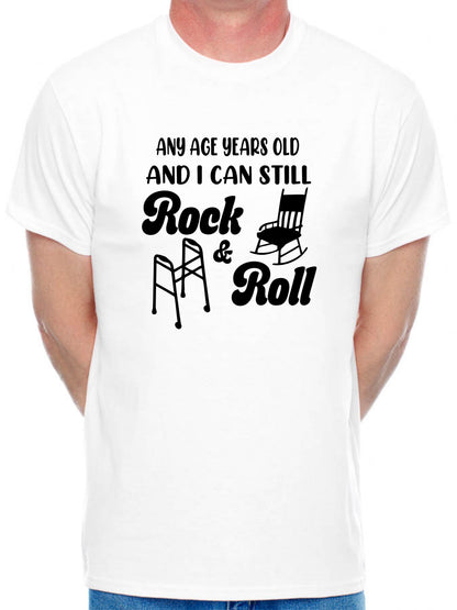Personalised Men's T-Shirt Rock & Roll  Birthday Age Your Age Here Man's Tee