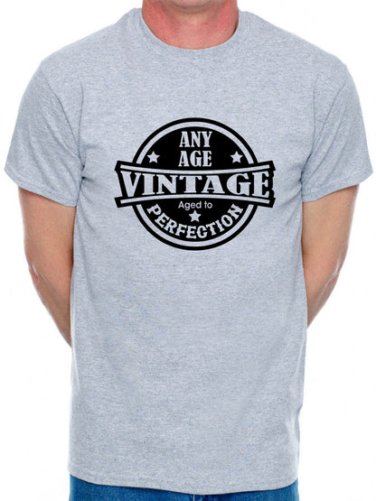 Personalised Men's T-Shirt Vintage Perfection Birthday Age Any Age Man's Tee