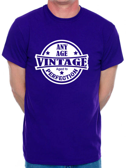 Personalised Men's T-Shirt Vintage Perfection Birthday Age Any Age Man's Tee