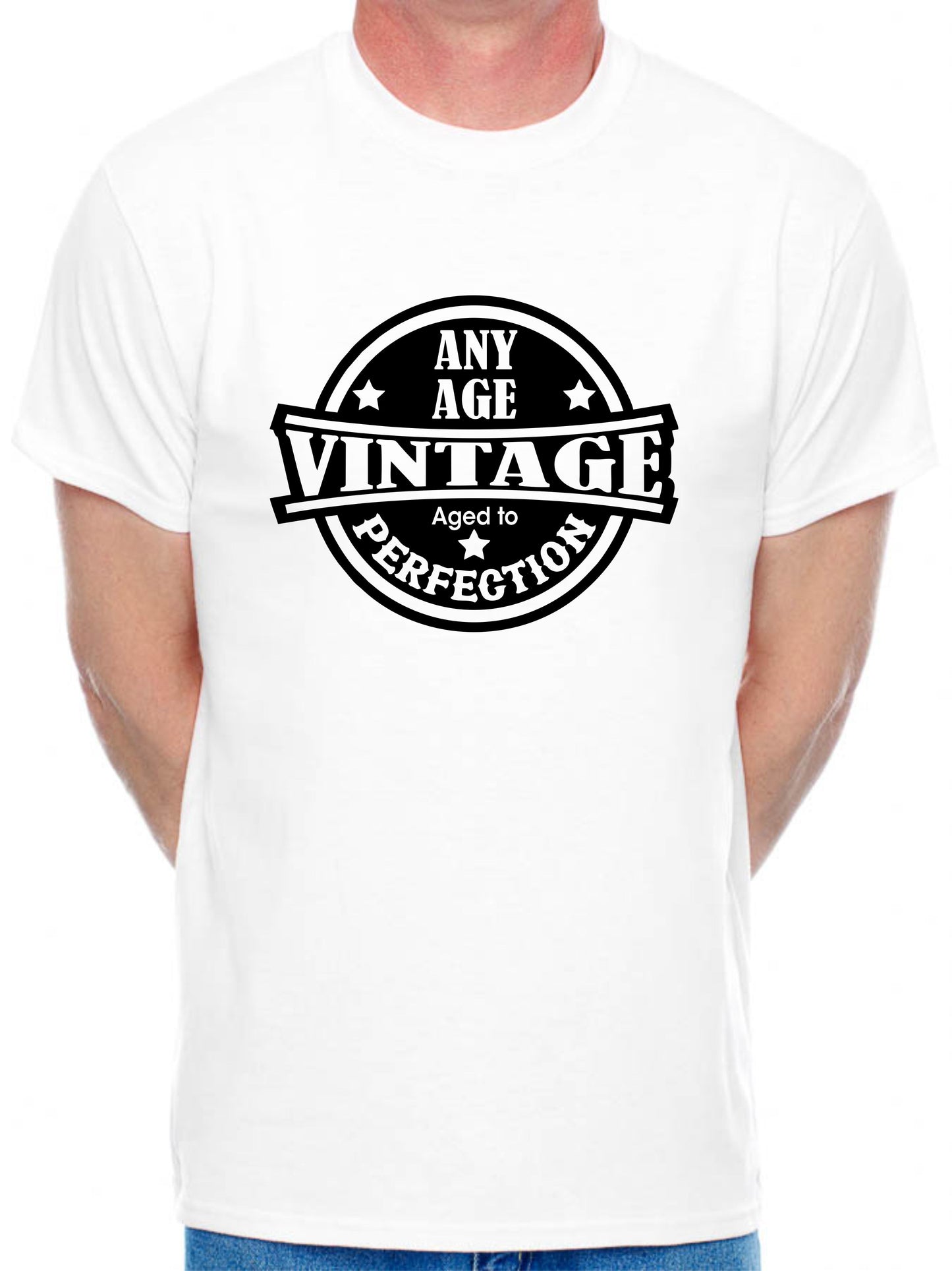 Personalised Men's T-Shirt Vintage Perfection Birthday Age Any Age Man's Tee